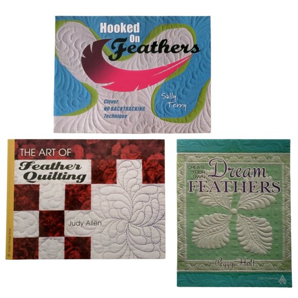 Feather Quilting Books, Bundle of 3 BRAND NEW for Home Machine or Longarm - Picture 1 of 5